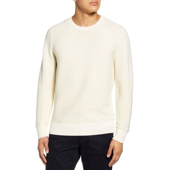 NN07 Mens Loke 6375 Slim Fit Cotton Crewneck Sweater Small Vanilla NWT $165